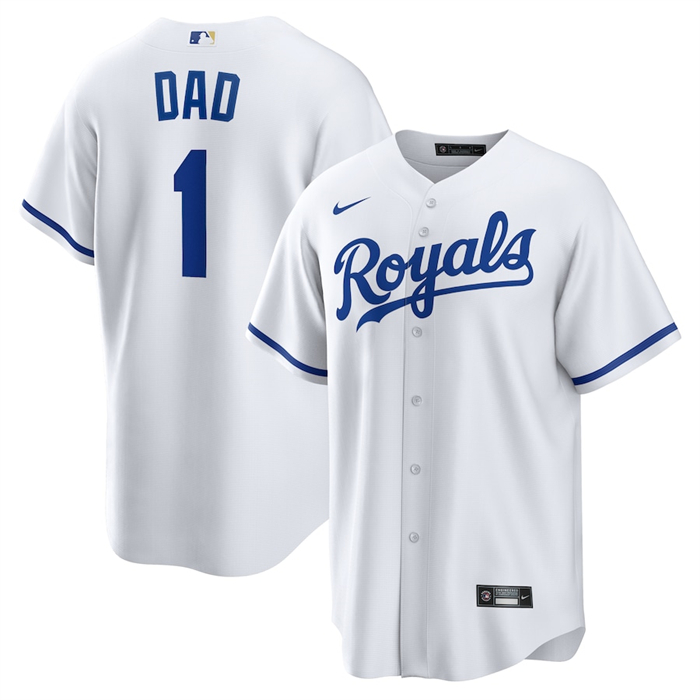 Camiseta Beisbol Hombre Kansas City Royals NO 1 Dad Primera Replica Blanco